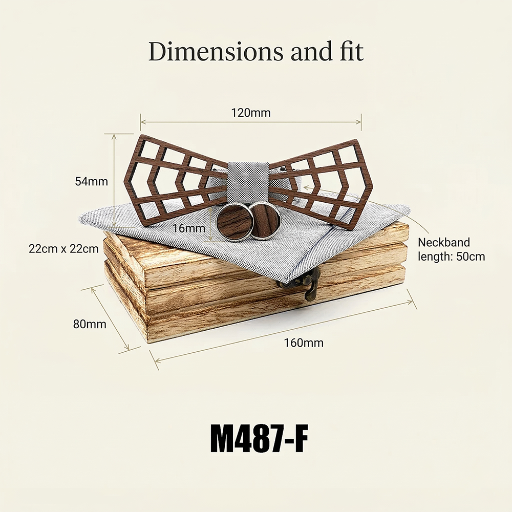 Wooden Bow Tie - Geometric Lattice Design