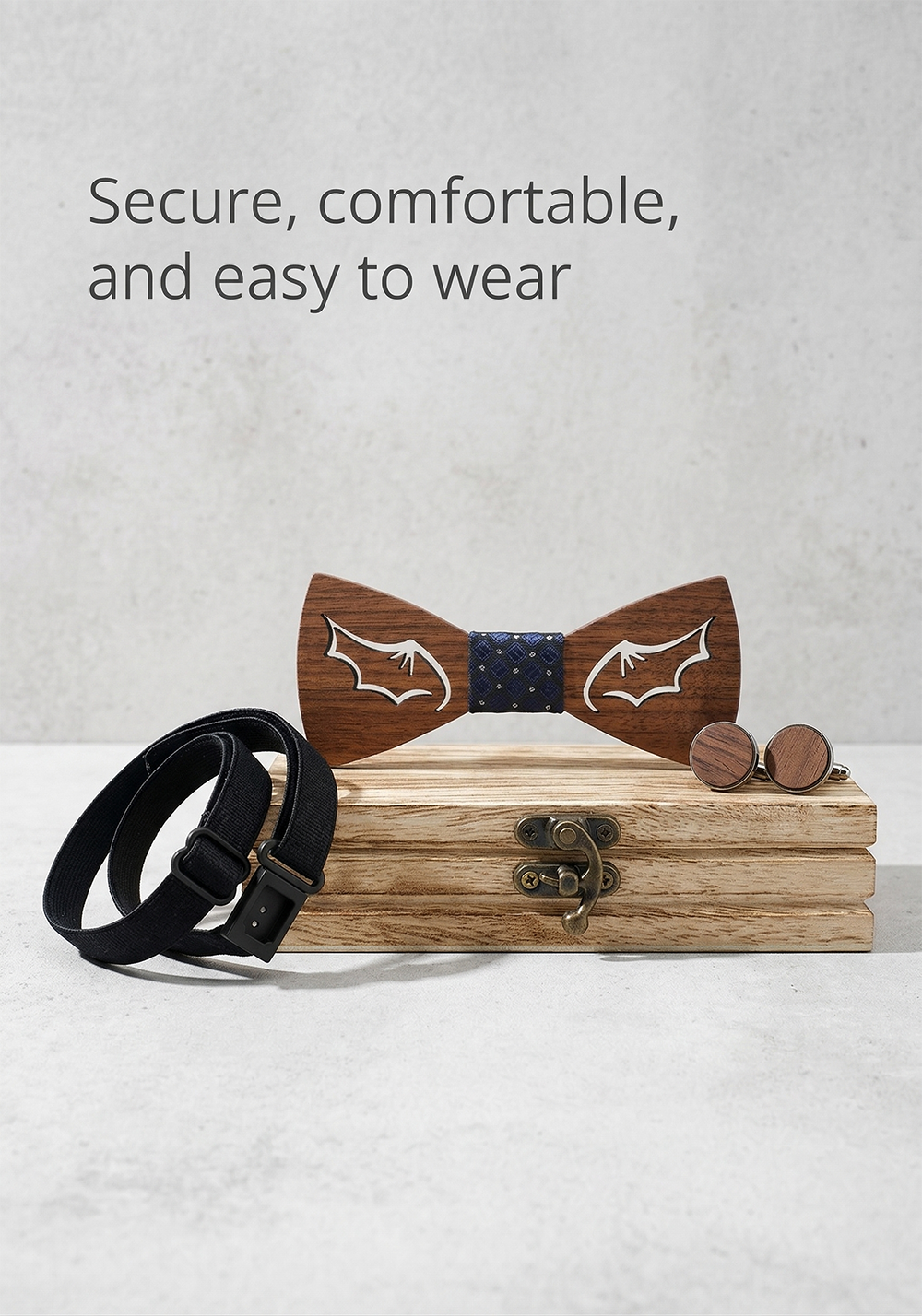 Wooden Bow Tie - Modern Grid Design