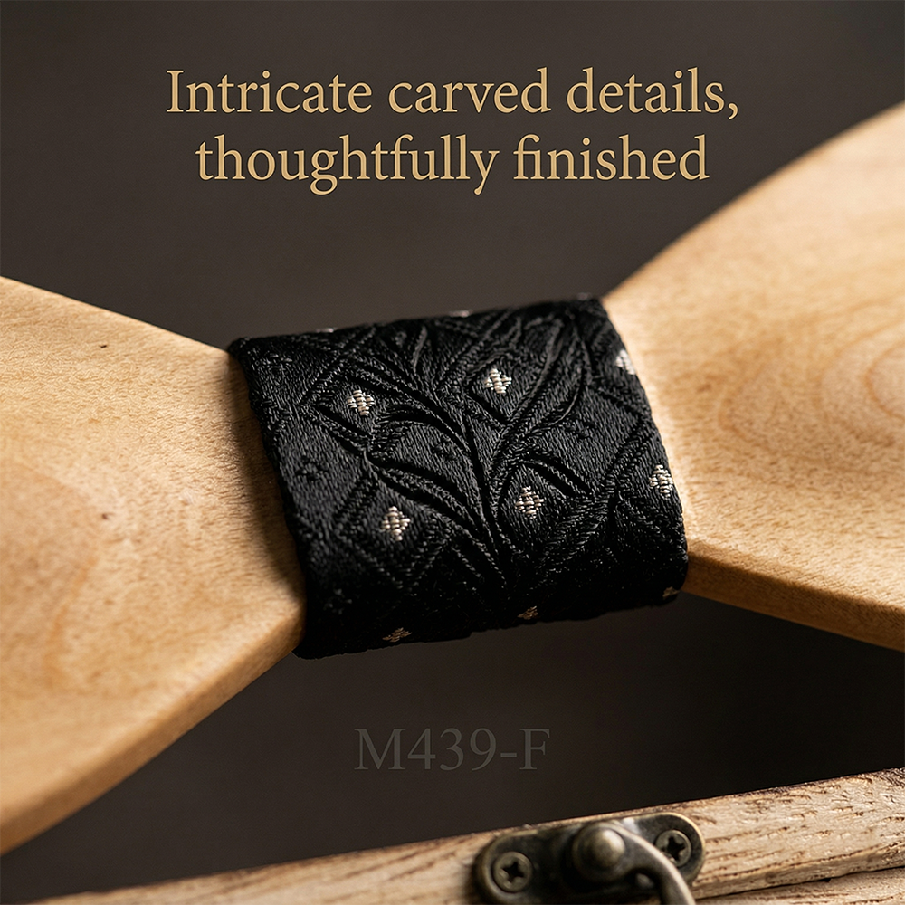 Wooden Bow Tie - Fabric Center (439)