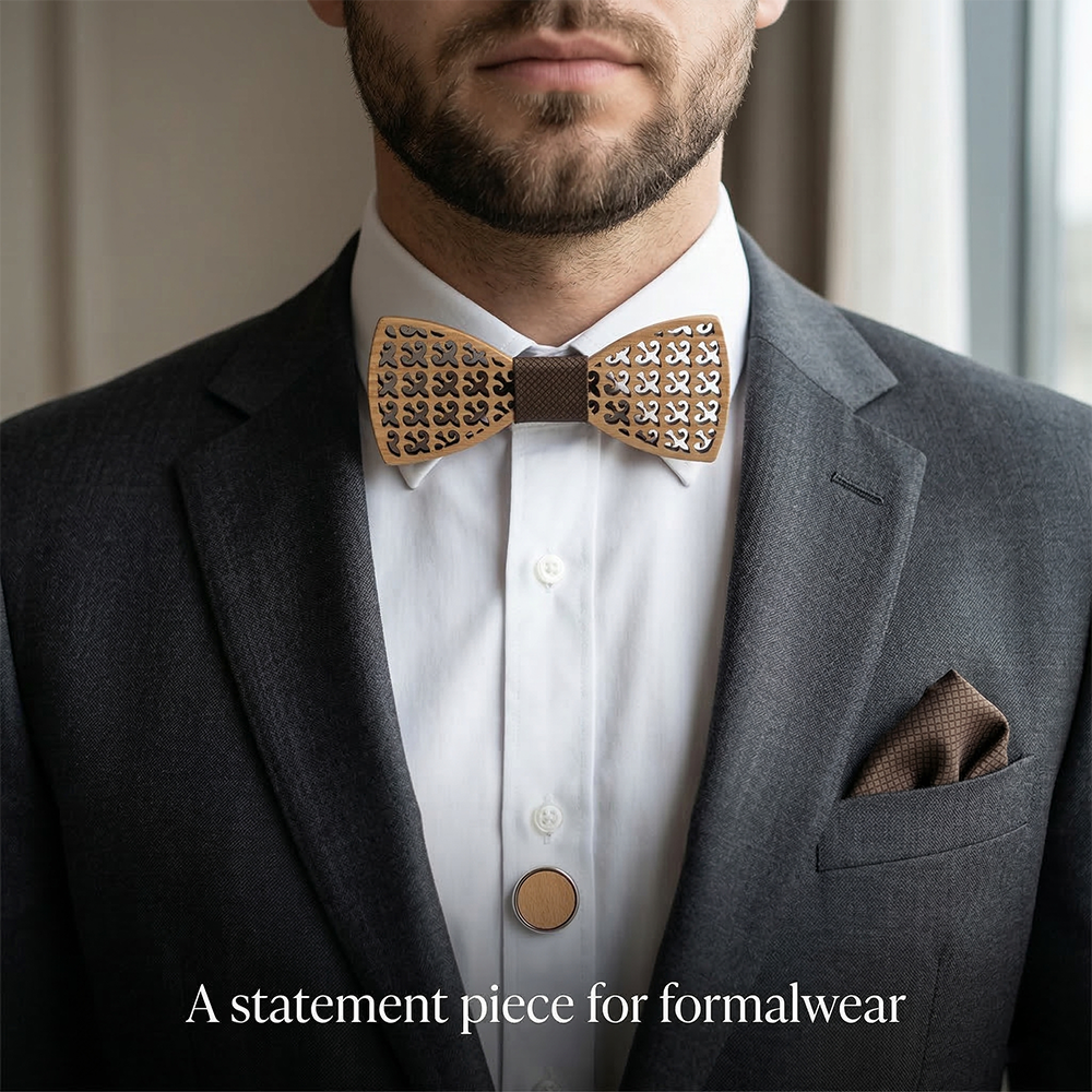 Maple wooden bow tie - Lafayette: French Lily Crest - MAHOOSIVE