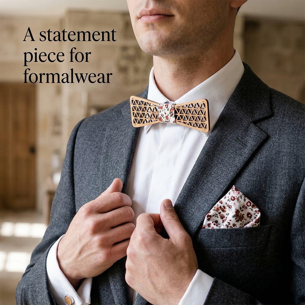 Maple wooden bow tie - Euclid: The Geometry of Elegance - MAHOOSIVE