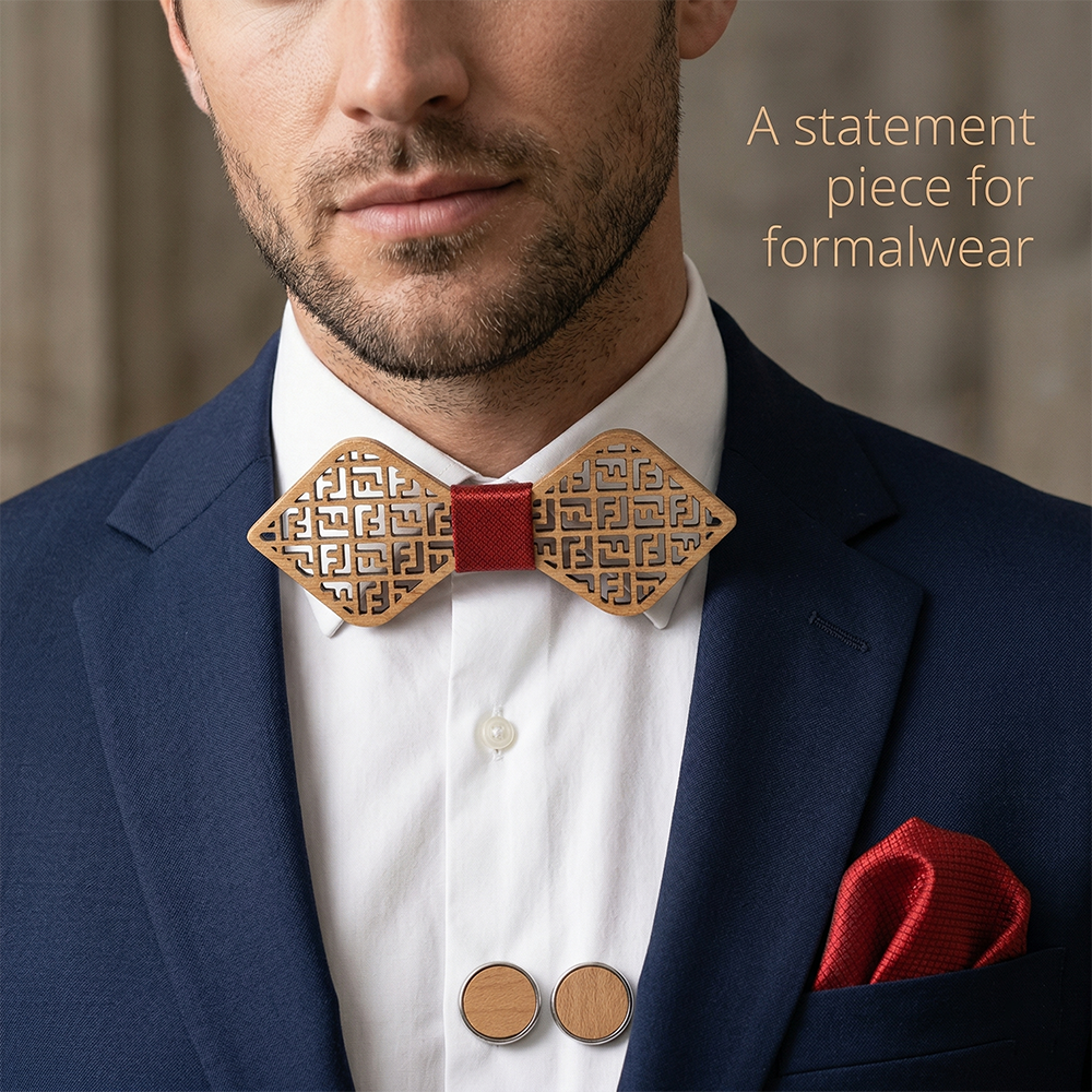 Maple wooden bow tie - Socrates: The Philosopher's Path - MAHOOSIVE