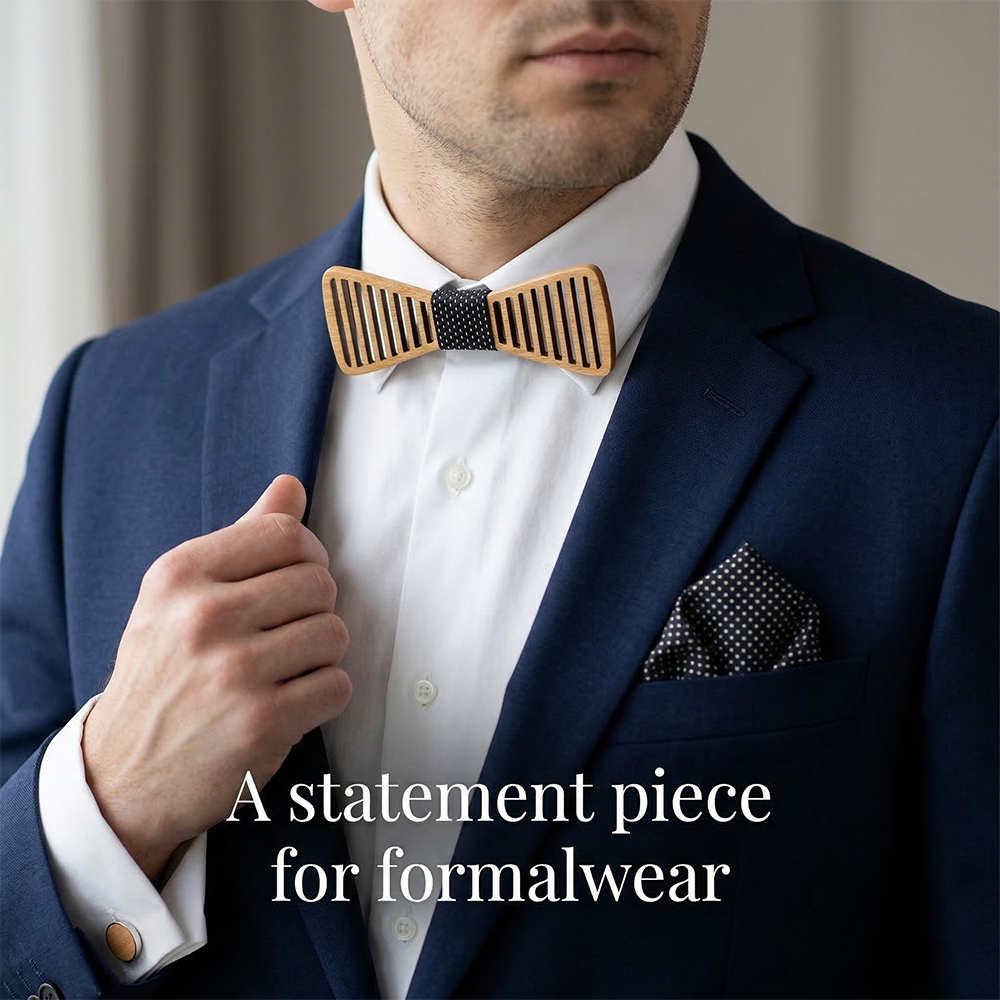 Walnut wooden bow tie - Coltrane: Jazz in Motion - MAHOOSIVE