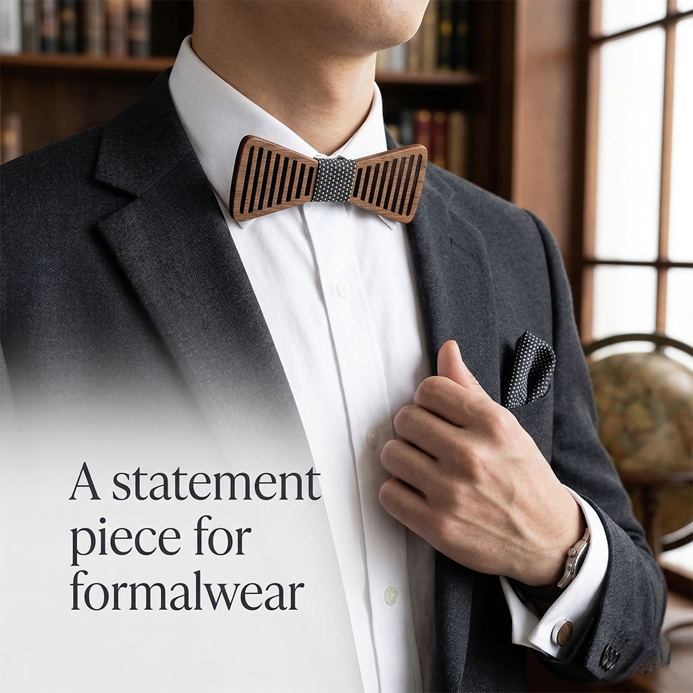 Walnut wooden bow tie - Miles: A Cool Blue Note - MAHOOSIVE
