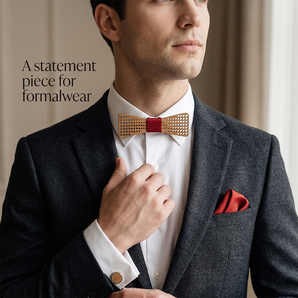 Maple wooden bow tie - Dali: Surreal Dots - MAHOOSIVE