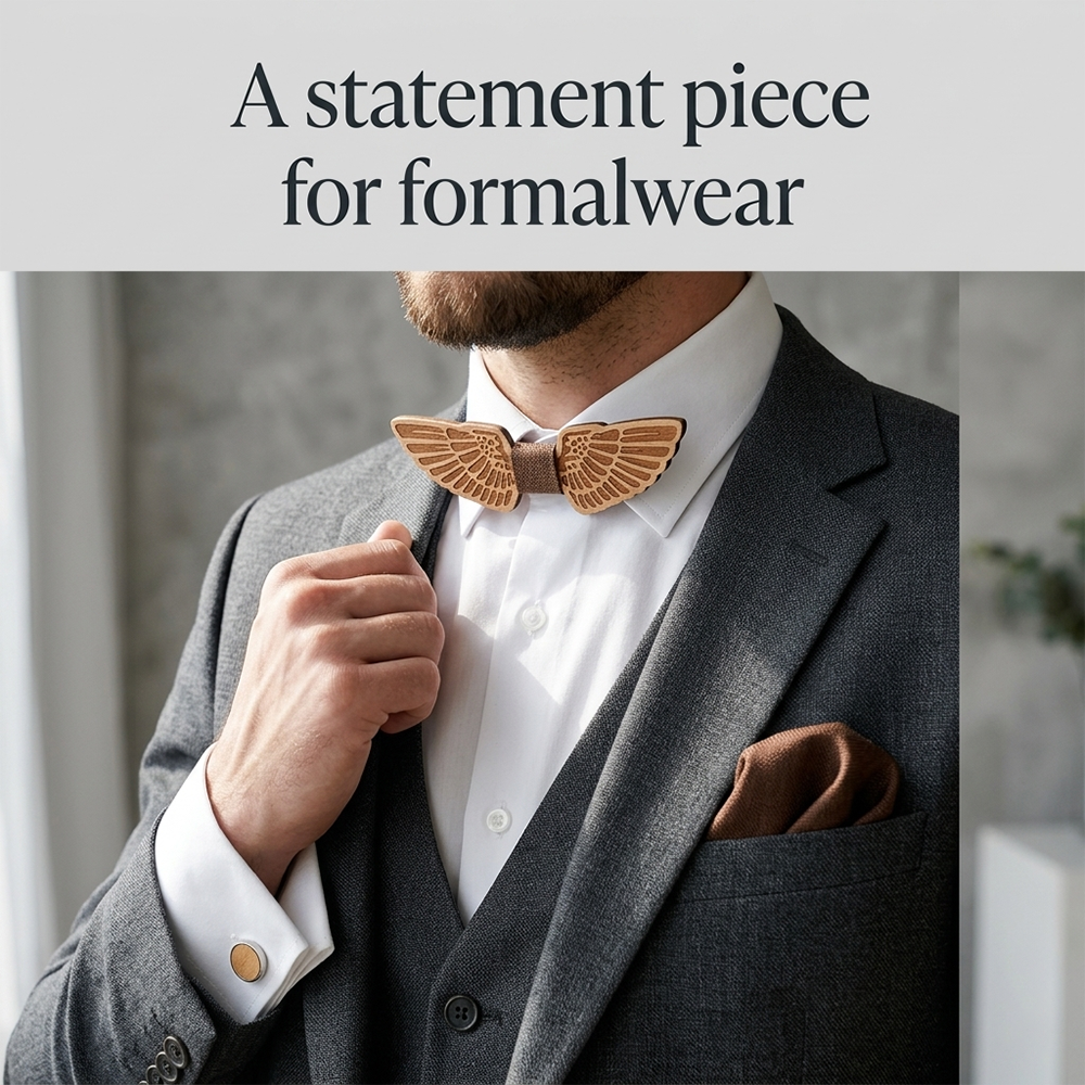 Walnut wooden bow tie - Aquila: Wings of the Eagle - MAHOOSIVE