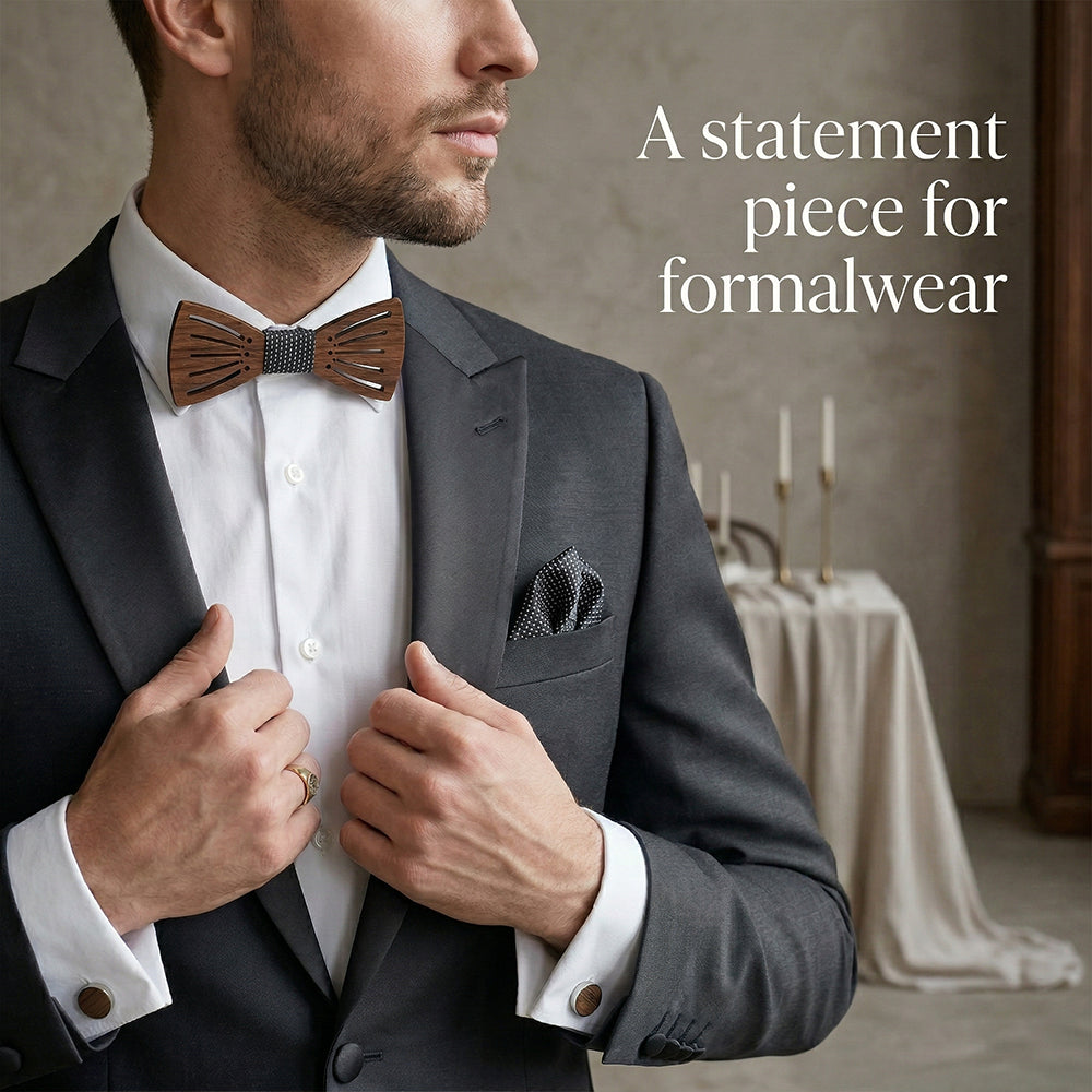 Walnut wooden bow tie - Aurora: The Northern Lights - MAHOOSIVE