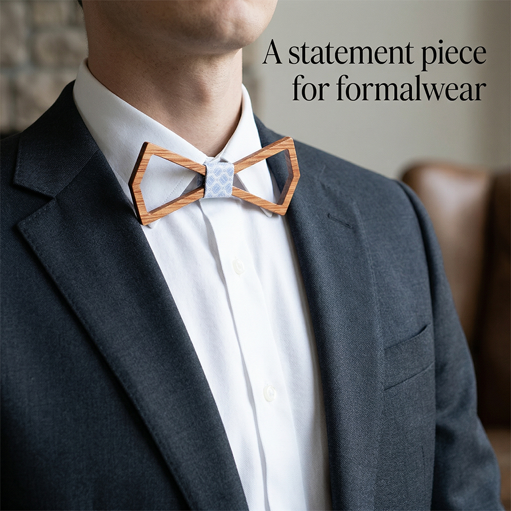 Walnut wooden bow tie - Ember: A Glowing Warmth - MAHOOSIVE