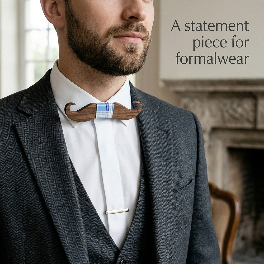 Walnut wooden bow tie - Chaplin: The Little Tramp - MAHOOSIVE