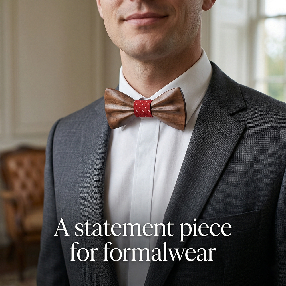 Walnut wooden bow tie - Sterling: Pure and Lasting - MAHOOSIVE