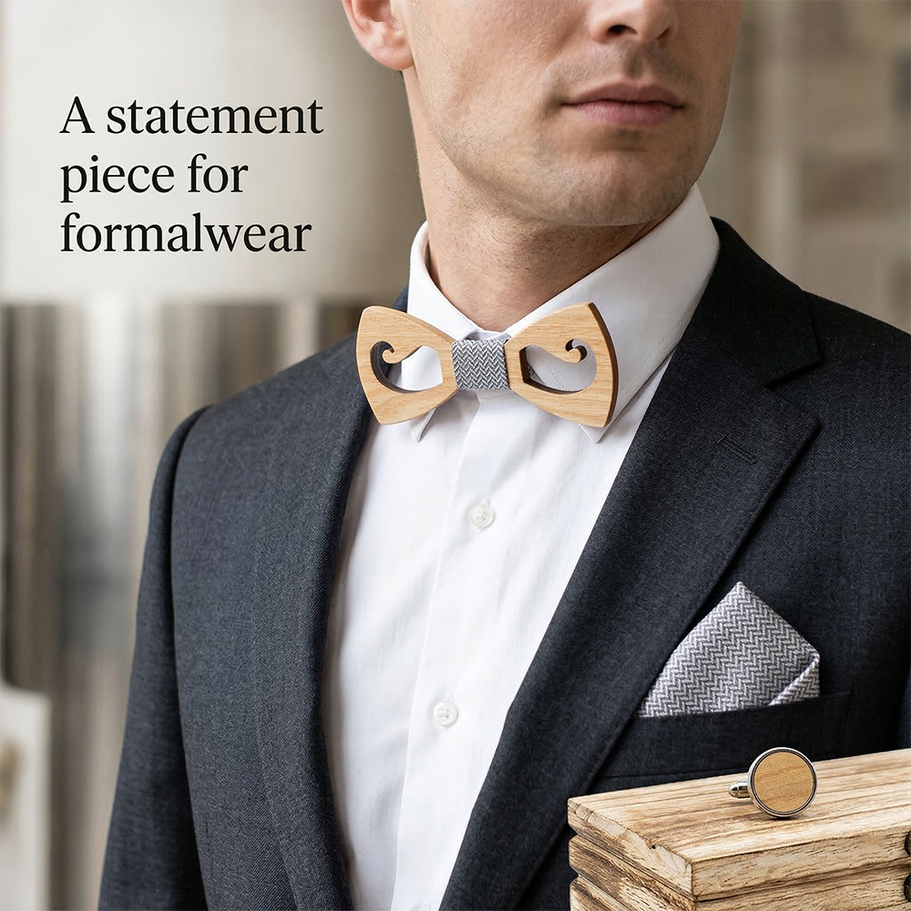 Maple wooden bow tie - Dapper: Perfectly Groomed - MAHOOSIVE