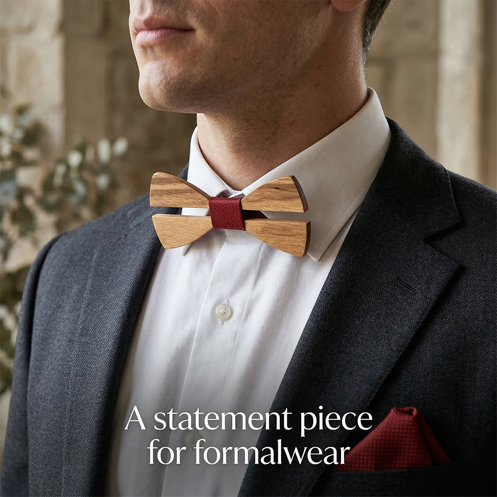 Zebrawood wooden bow tie - Duet: Two in Harmony - MAHOOSIVE