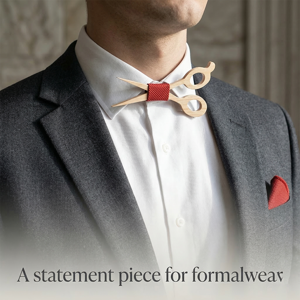 Maple wooden bow tie - Figaro: The Barber's Art - MAHOOSIVE