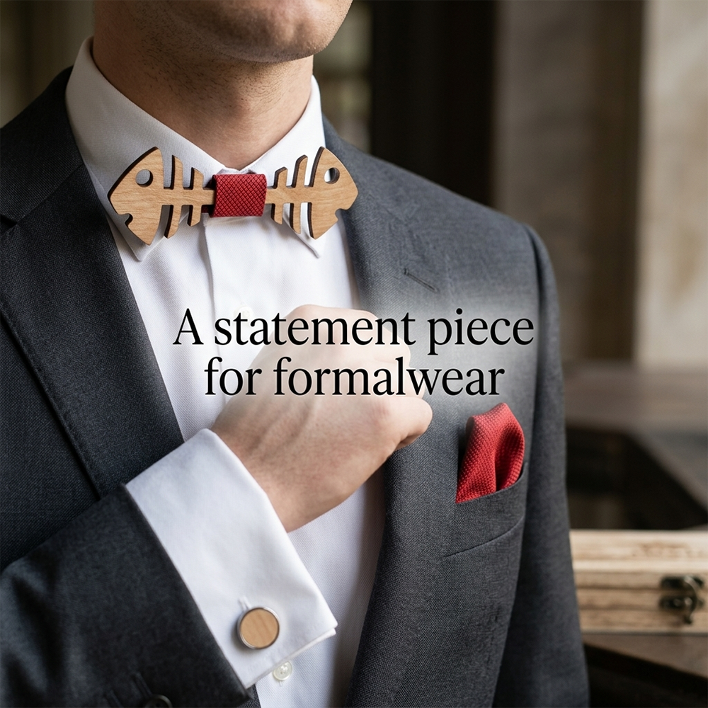 Maple wooden bow tie - Marlin: The Angler's Catch - MAHOOSIVE