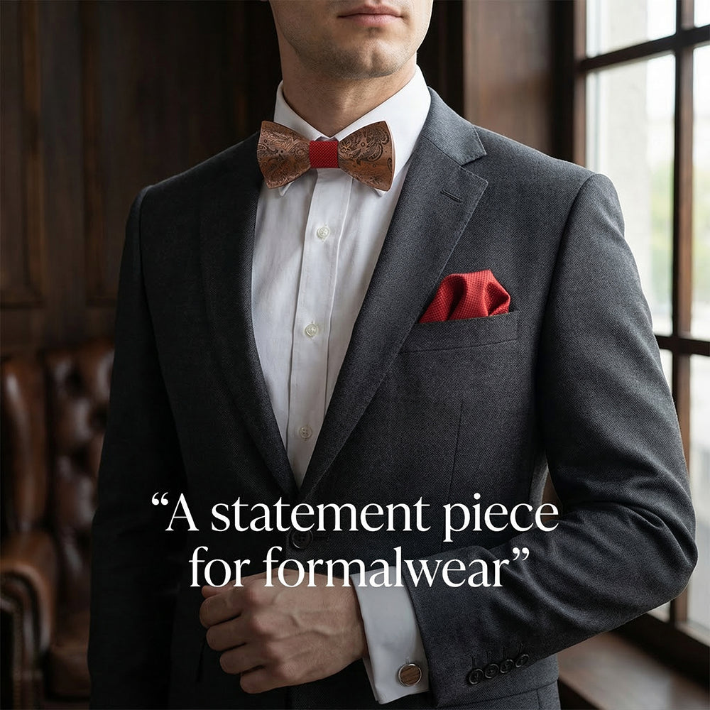 Walnut wooden bow tie - Tabriz: A Persian Weave - MAHOOSIVE