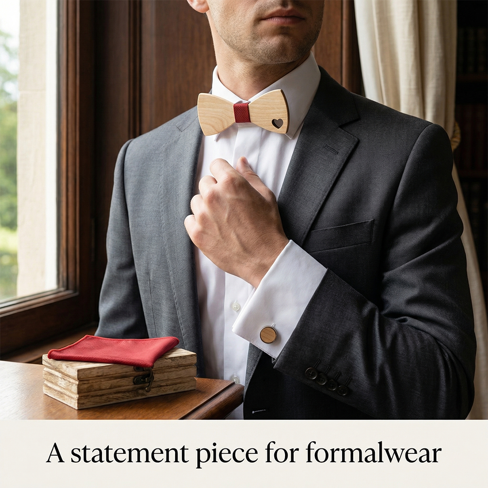 Maple wooden bow tie - Cupid: Struck by Love - MAHOOSIVE