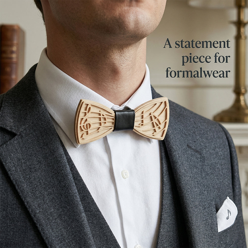 Maple wooden bow tie - Vivaldi: Notes of the Heart - MAHOOSIVE