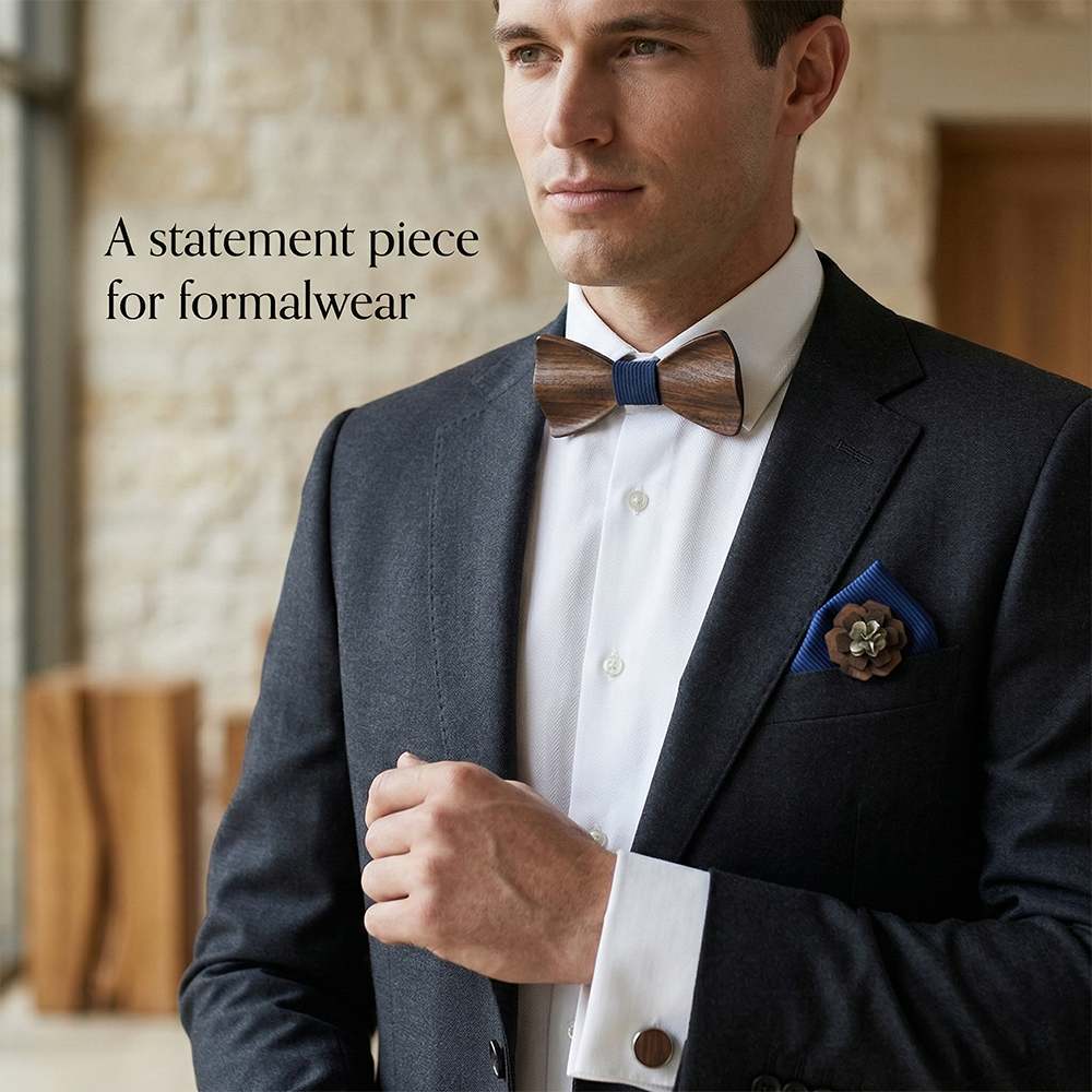 Walnut wooden bow tie - Hearthstone: Where Home Begins - MAHOOSIVE