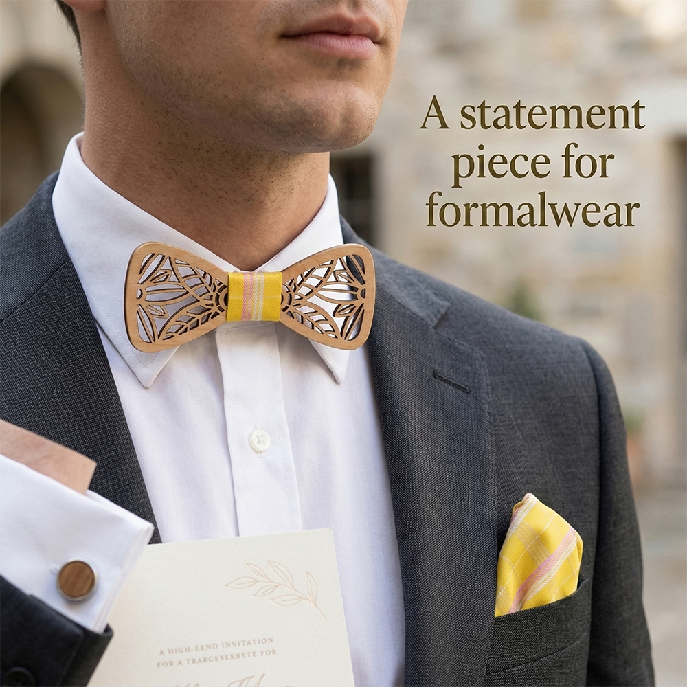 Maple wooden bow tie - Vertex: Where Lines Meet - MAHOOSIVE