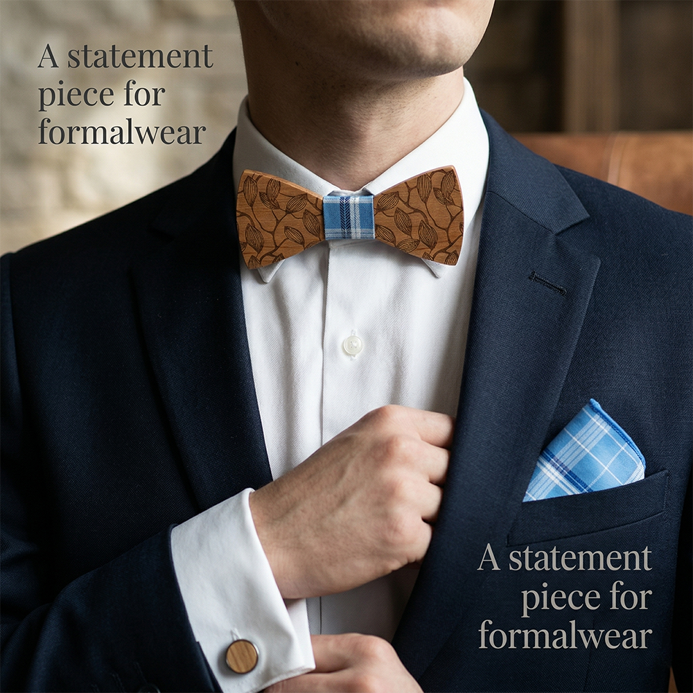 Maple wooden bow tie - Ivy: Ever-Climbing, Ever-Green - MAHOOSIVE