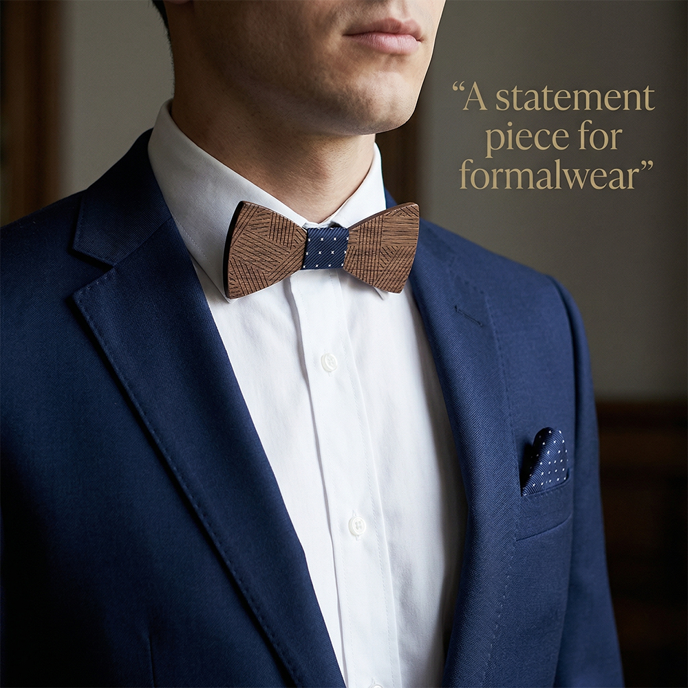 Walnut wooden bow tie - Forge: Tempered to Last - MAHOOSIVE