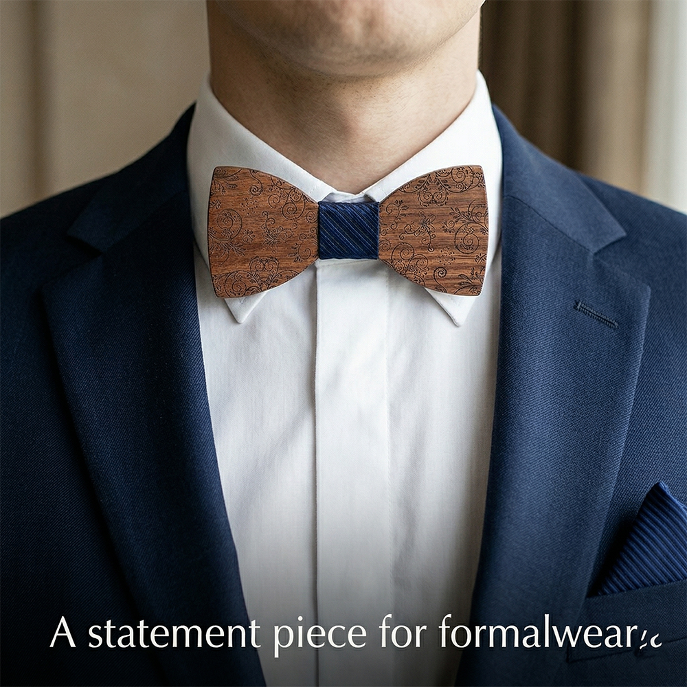 Walnut wooden bow tie - Slate: Clean and Timeless - MAHOOSIVE