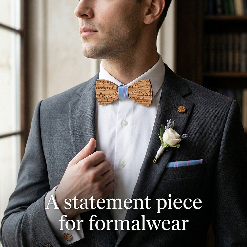 Maple wooden bow tie - Birch: Pale and Pure - MAHOOSIVE