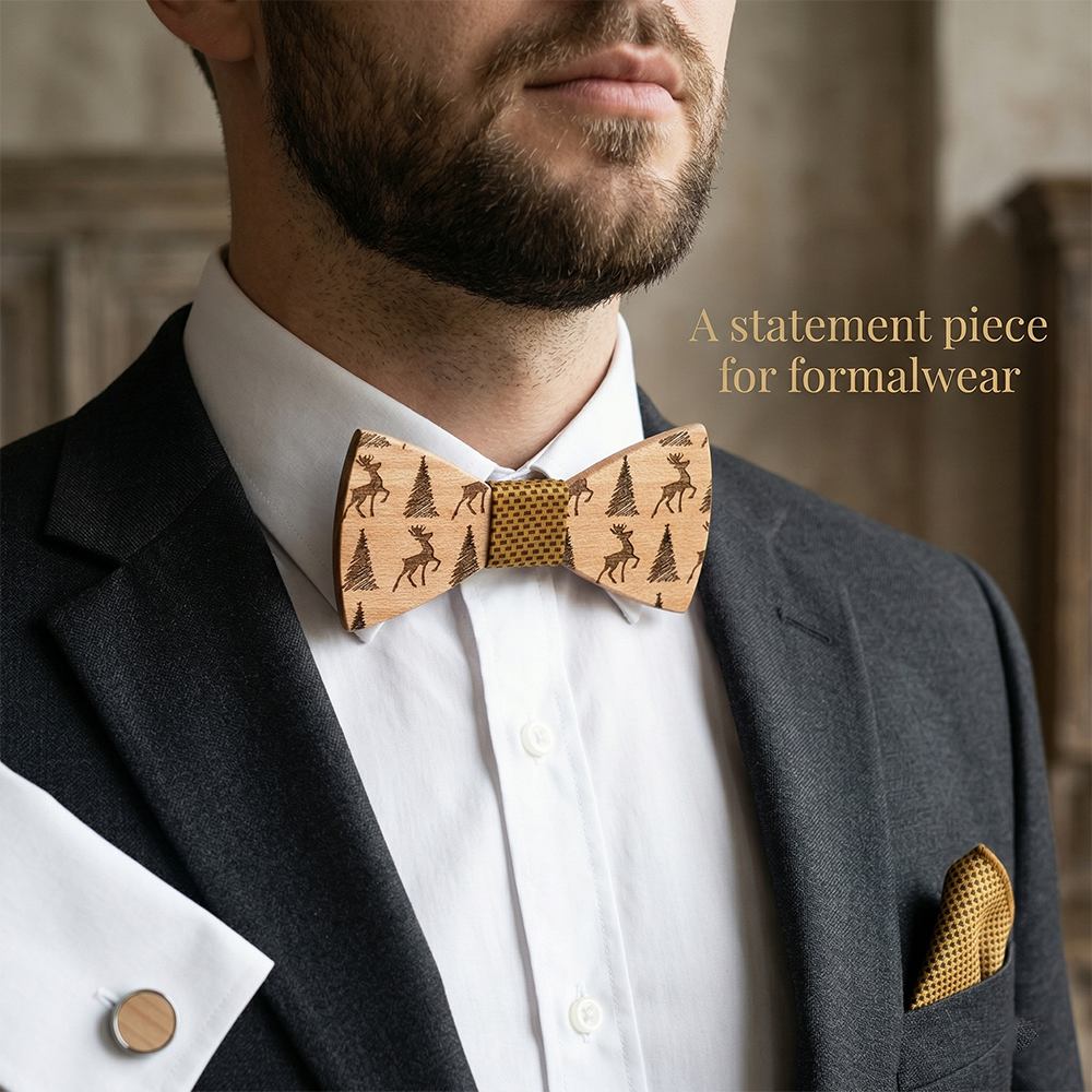 Maple wooden bow tie - Evergreen: The Forest Remembers - MAHOOSIVE