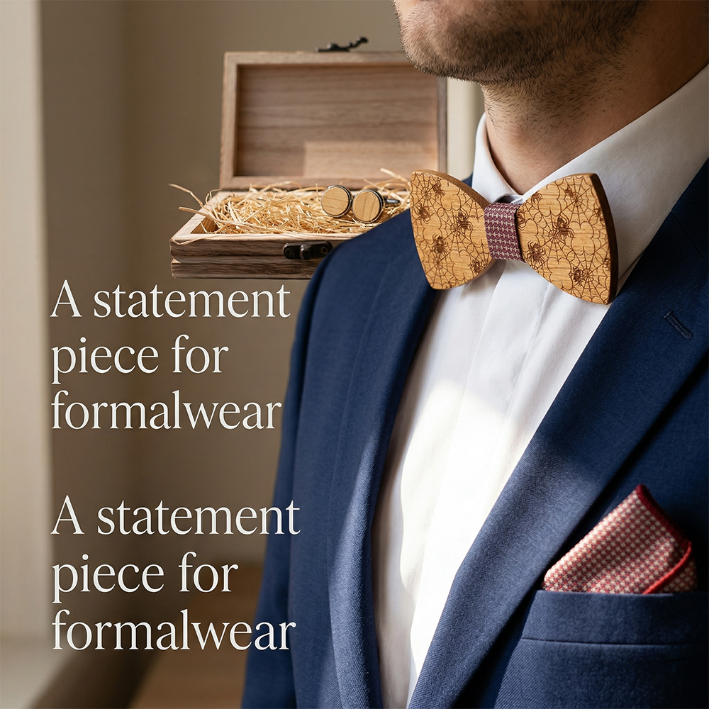 Walnut wooden bow tie - Basalt: Forged in Fire - MAHOOSIVE