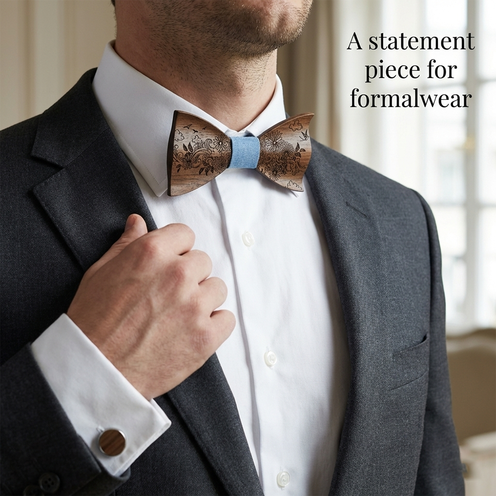 Maple wooden bow tie - Dahlia: Layered in Petals - MAHOOSIVE