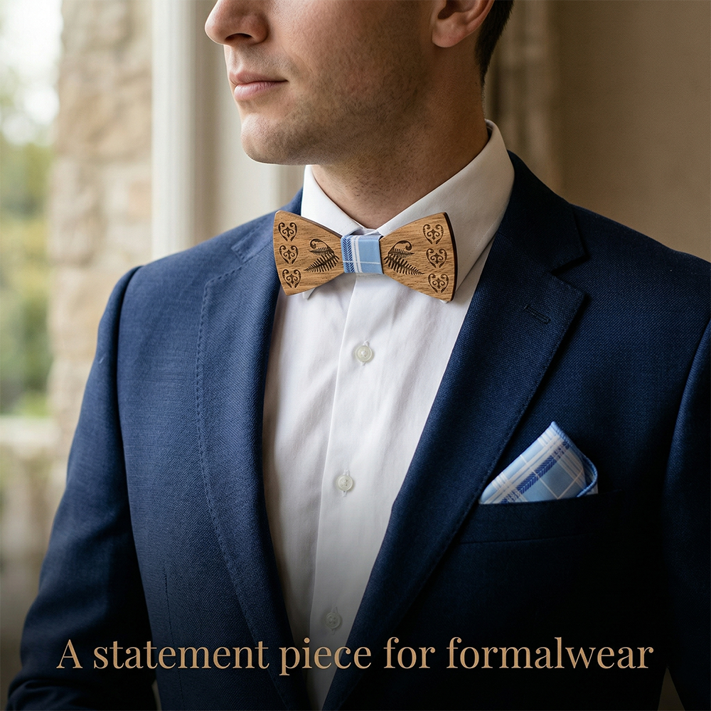 Walnut wooden bow tie - Eden: Where Love First Grew - MAHOOSIVE
