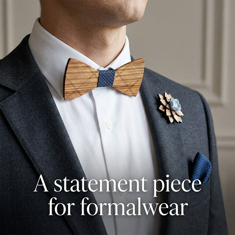 Zebrawood wooden bow tie - Mirage: Shimmer on the Sand - MAHOOSIVE