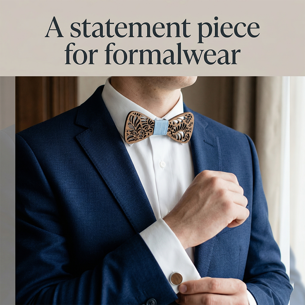 Walnut wooden bow tie - Verbena: Wildflower at Dusk - MAHOOSIVE