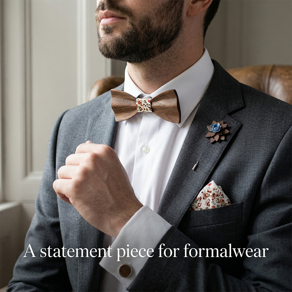 Maple wooden bow tie - Magnolia: Southern Bloom - MAHOOSIVE