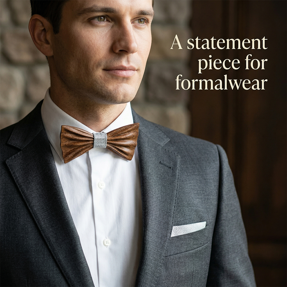 Zebrawood wooden bow tie - Sahara: Golden Sands - MAHOOSIVE
