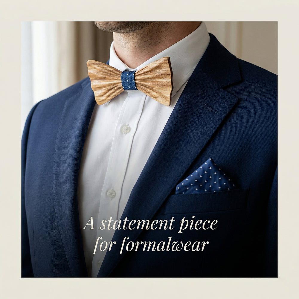 Zebrawood wooden bow tie - Kalahari: Where the Wild Roams - MAHOOSIVE