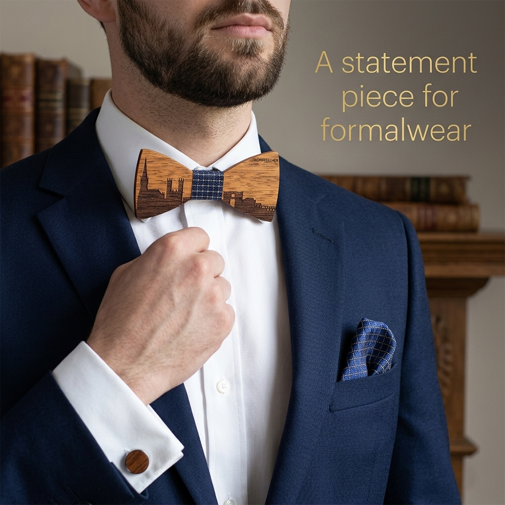 Zebrawood wooden bow tie - Manhattan: Concrete and Dreams - MAHOOSIVE