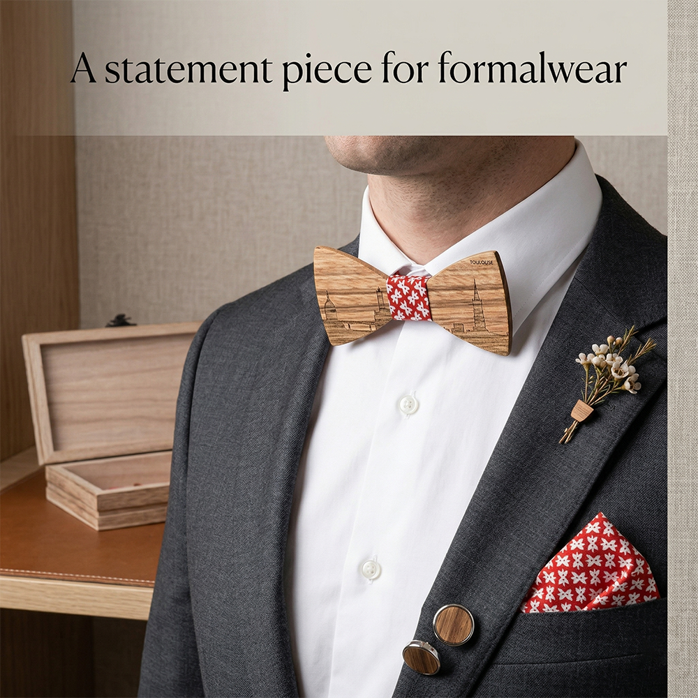 Zebrawood wooden bow tie - Nomad: Always Moving Forward - MAHOOSIVE