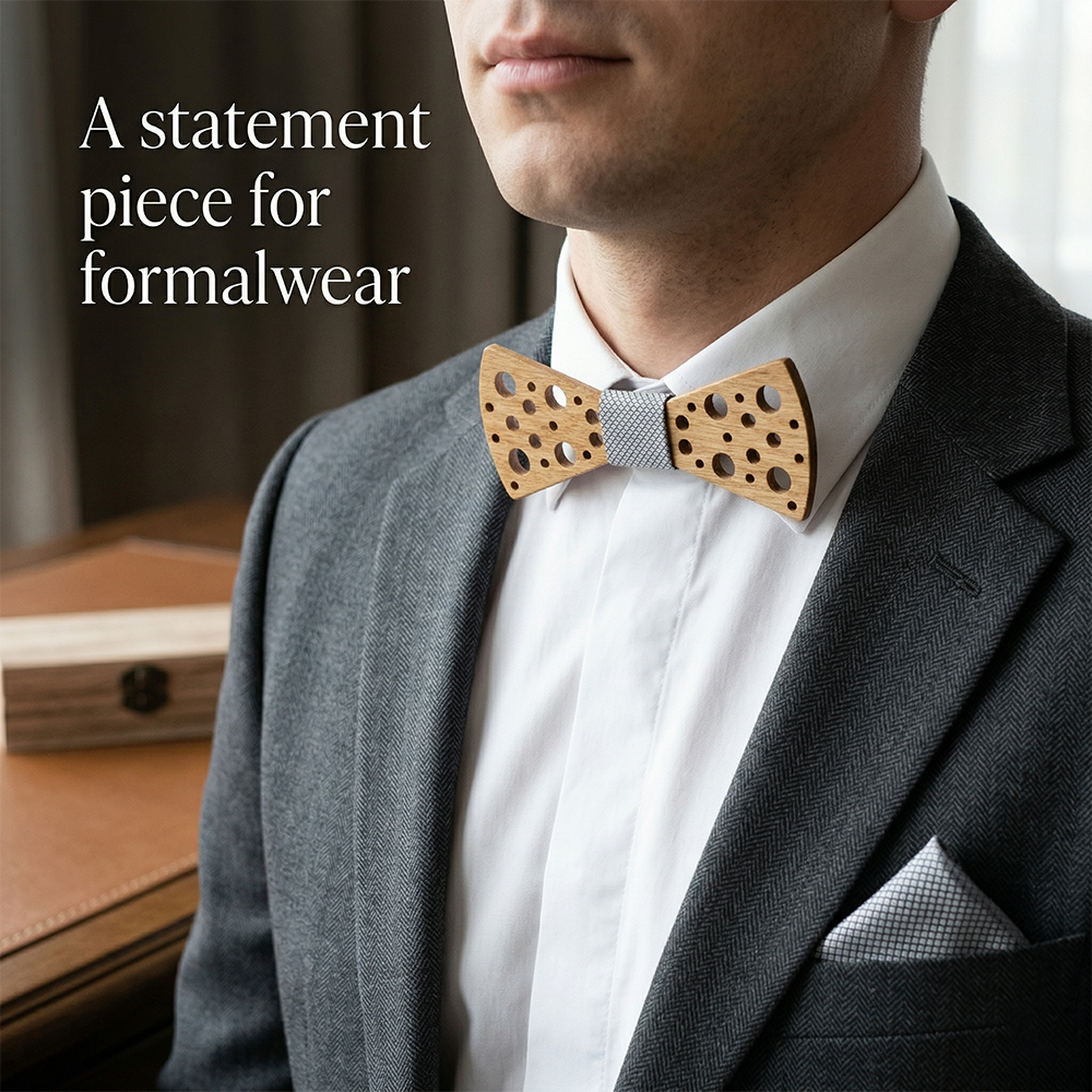 Walnut wooden bow tie - Keystone: The Piece That Holds It All - MAHOOSIVE