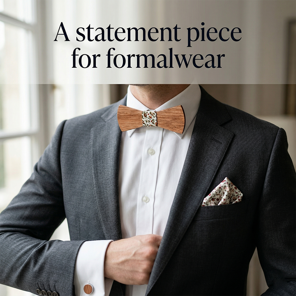 Zebrawood wooden bow tie - Oasis: A Place to Belong - MAHOOSIVE