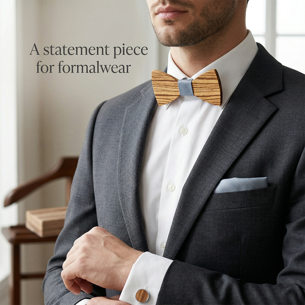 Zebrawood wooden bow tie - Caravan: The Long Road Together - MAHOOSIVE