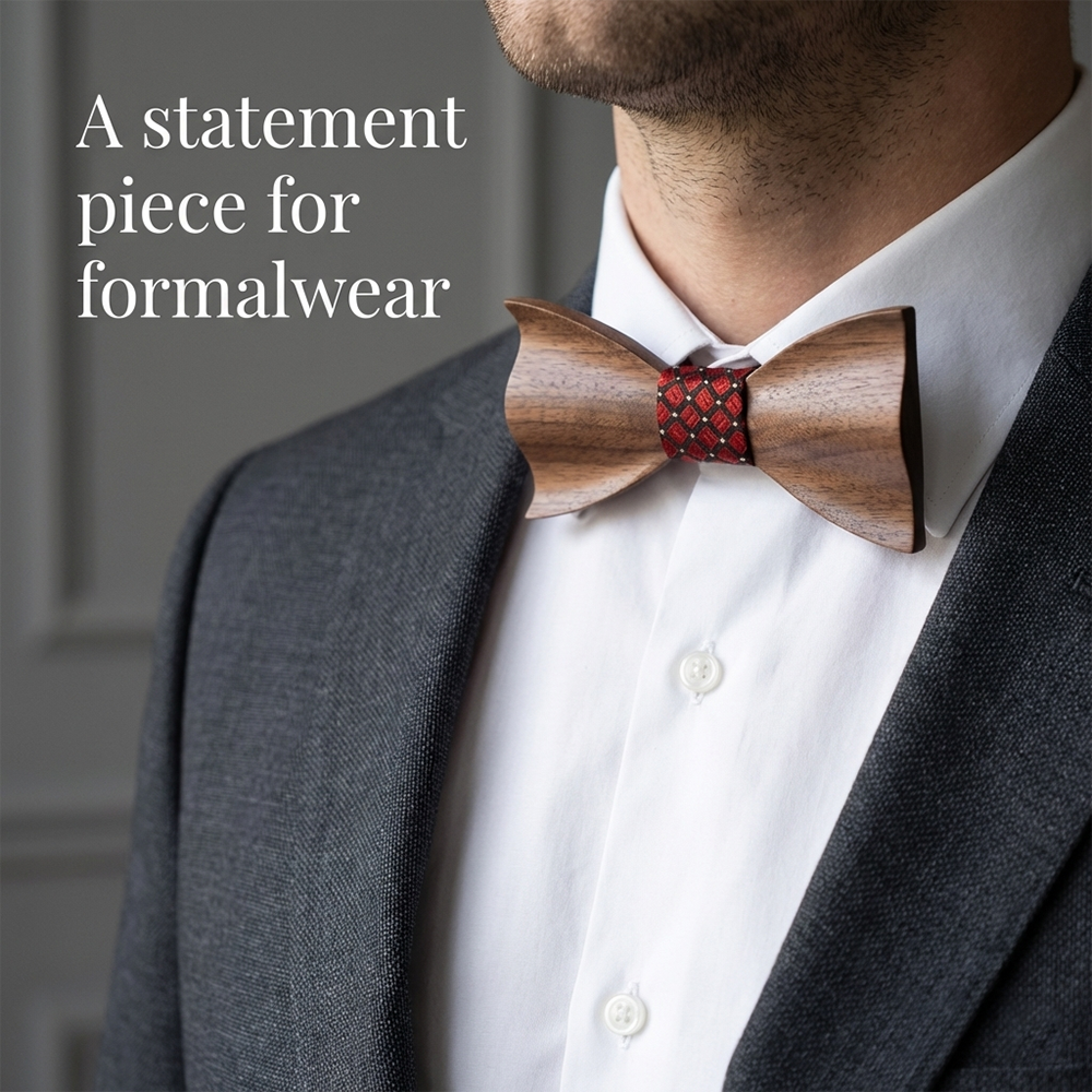 Walnut wooden bow tie - Tartan: Highland Heritage - MAHOOSIVE
