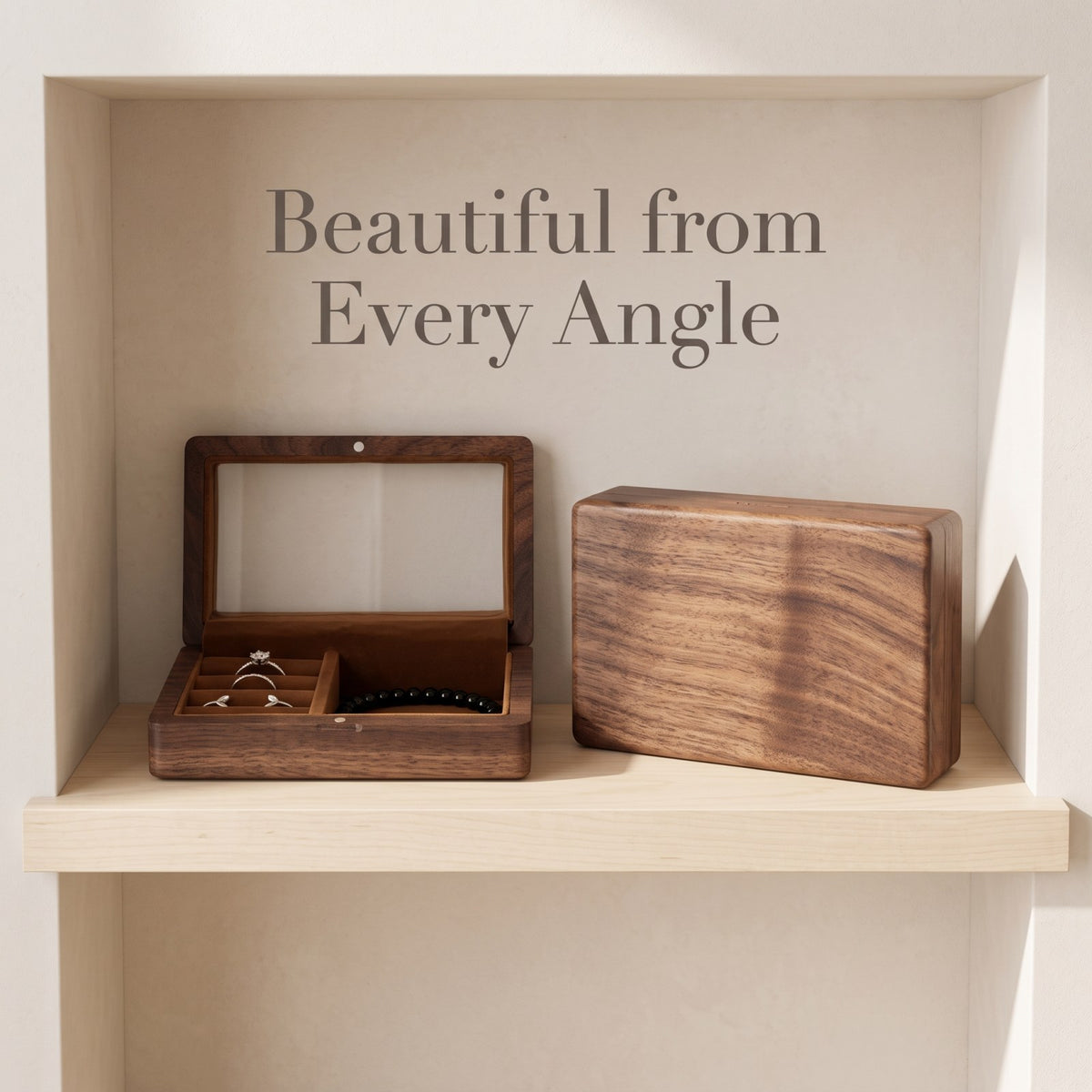 Walnut jewellery box seen from the side - Atelier - MAHOOSIVE