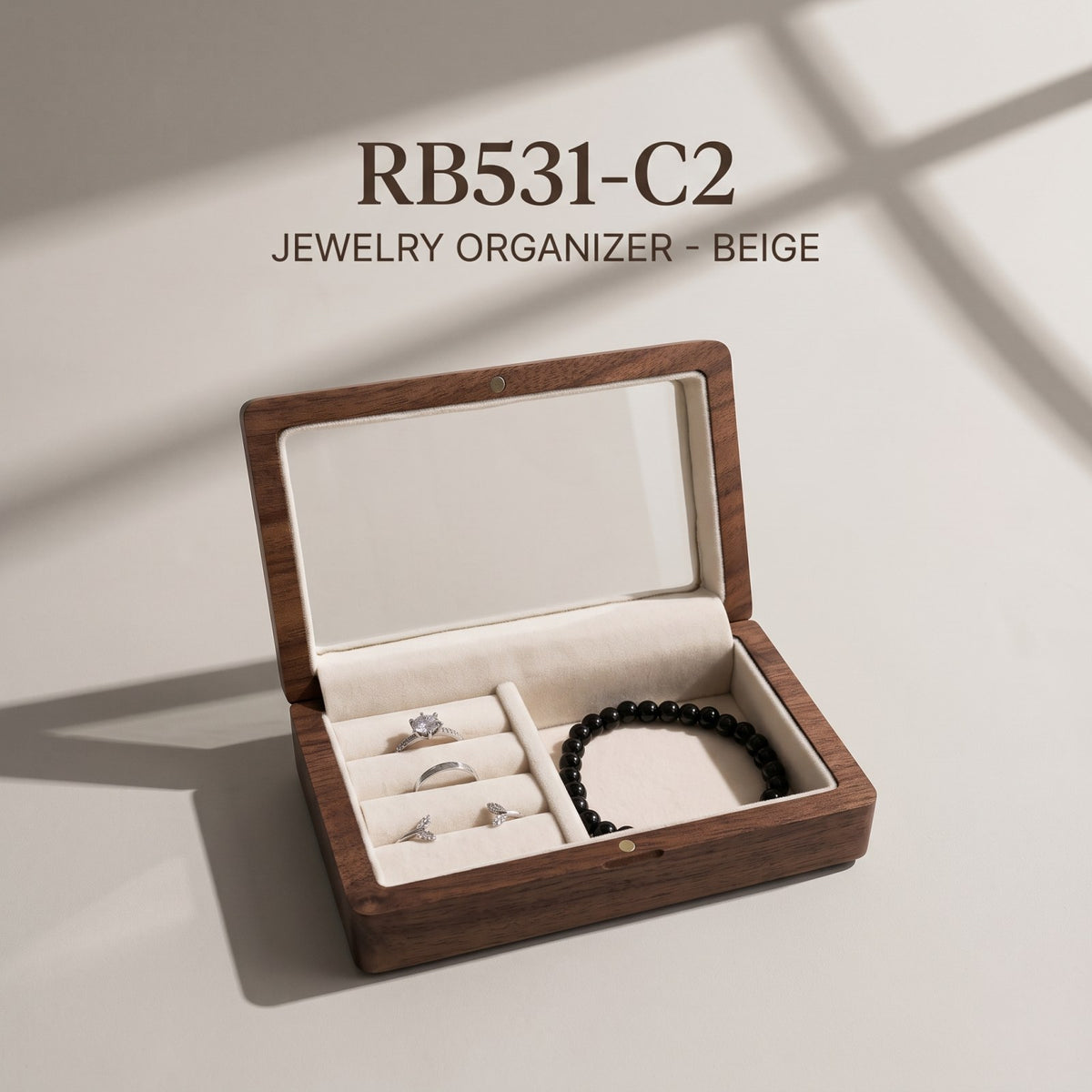 Walnut jewellery box in Beige - Atelier - MAHOOSIVE