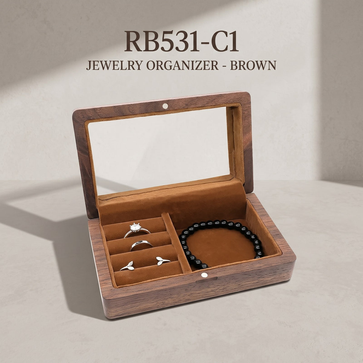 Walnut jewellery box in Brown - Atelier - MAHOOSIVE
