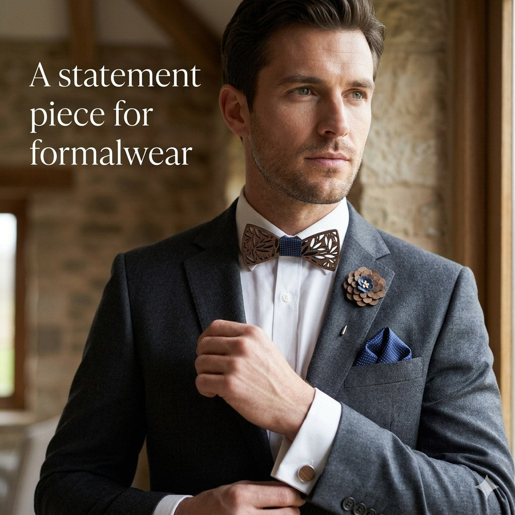Walnut bow tie set - Botanica: Growth in the Grain - MAHOOSIVE