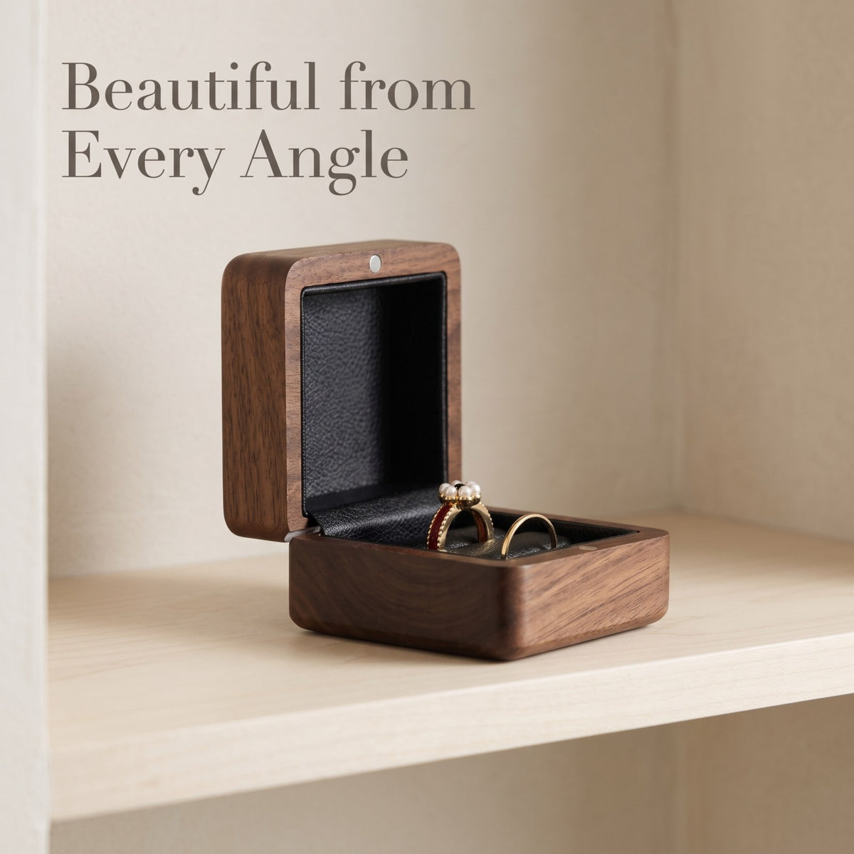 Walnut ring box seen from the side - Covenant - MAHOOSIVE