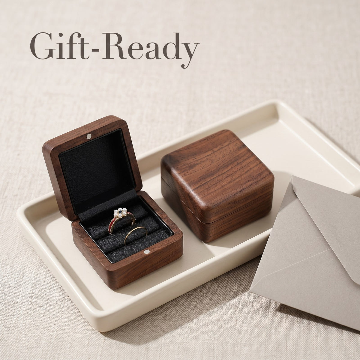 Walnut ring box wrapped and ready to give - Covenant - MAHOOSIVE