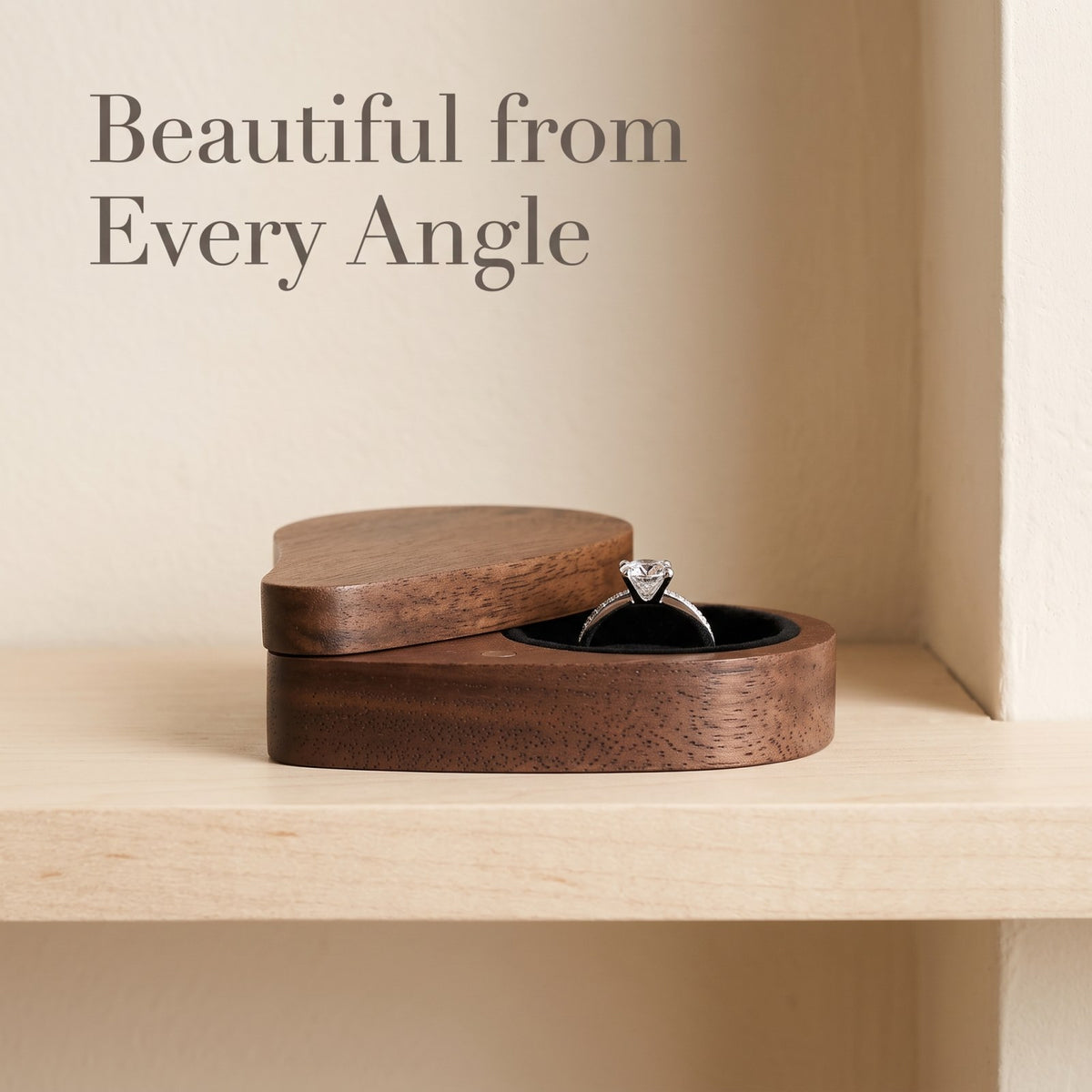Walnut ring box seen from the side - Devotion - MAHOOSIVE
