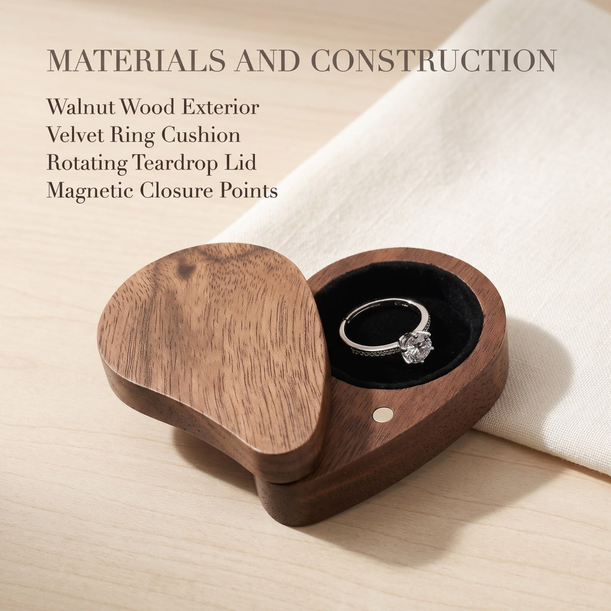 Walnut ring box materials and construction detail - Devotion - MAHOOSIVE